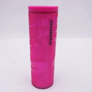 Starbucks Holiday Plastic Tumbler Hot Pink Ribbon Hot/Cold Sip Lid 16 oz